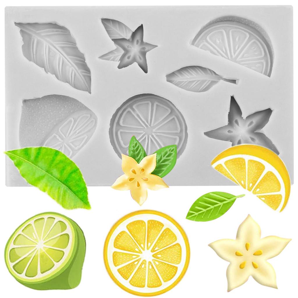 Lemon Silicone Mold Fruit Flower Lemon Slices Orange Fondant Molds Cake Decorating Tools Cupcake Topper Candy Resin Clay Chocolate Gumpaste Mold