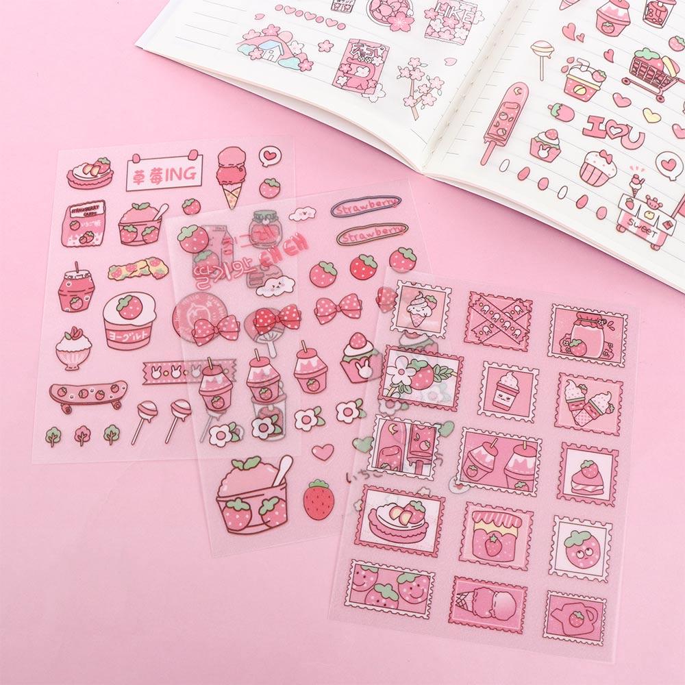 Frosted Sticker Cartoon Decorative Sticker Diary Stickers Pink Flash Point Sticker Anime Stickers