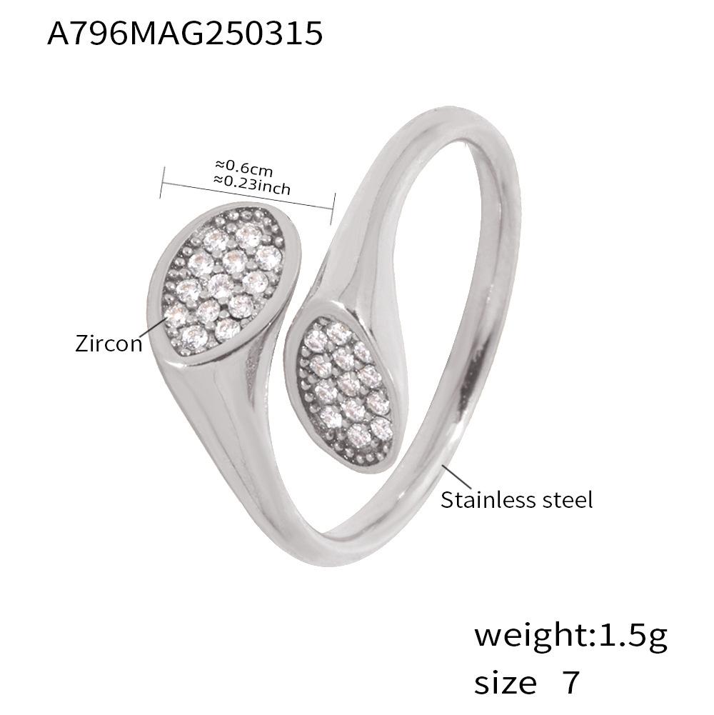 Irregular Ring, Zircon Ring, Open Cuff Ring, 18K Gold Plated, Stainless Steel Ring, Luxury Index Finger Ring