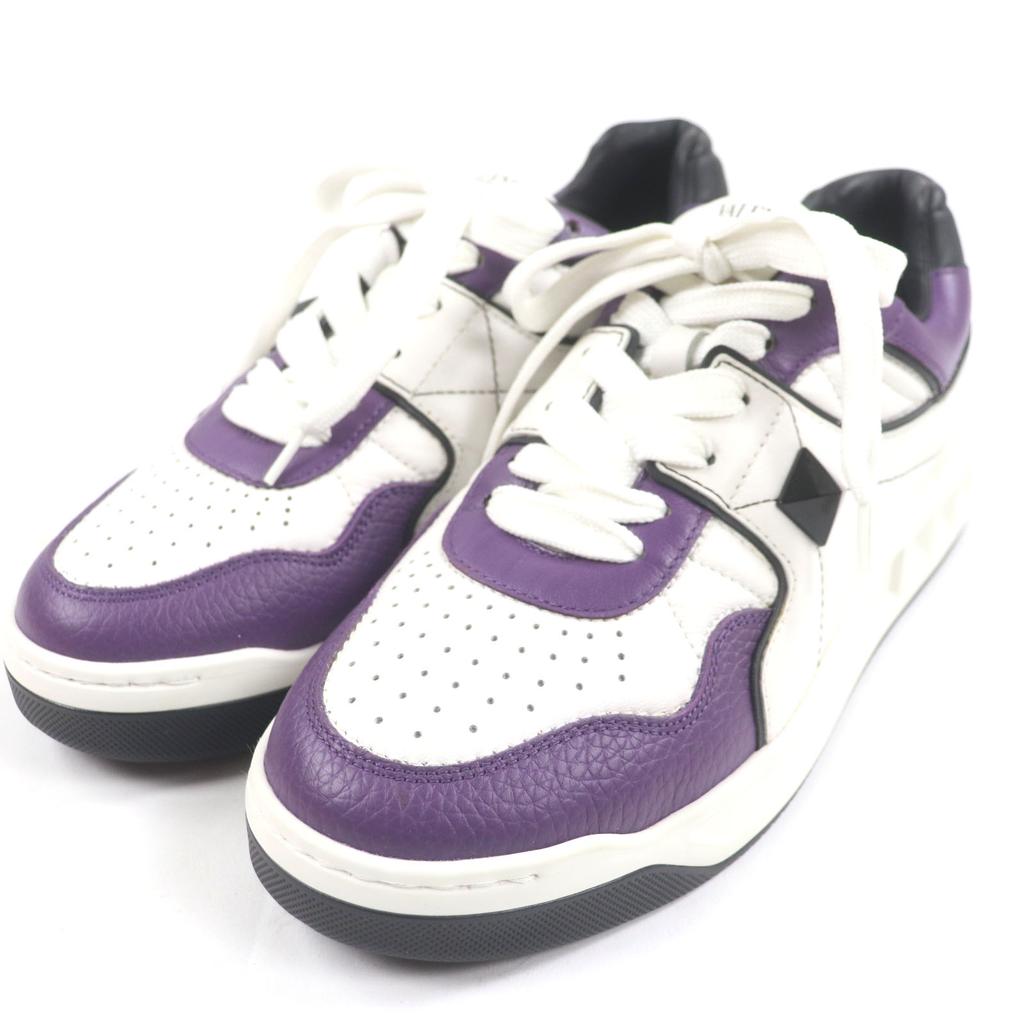 Pristine Valentino Garavani sneakers One Stud Purple white leather mens 40 XY2S0E71 Used