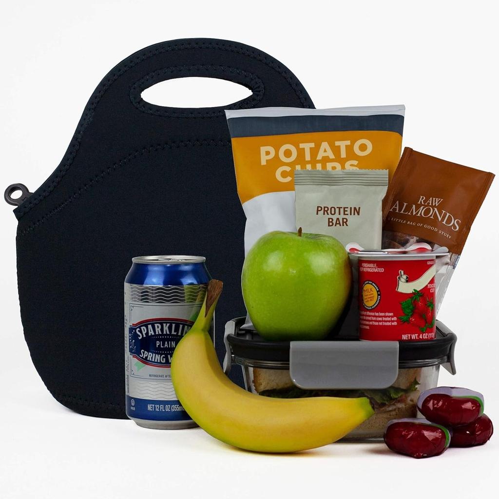 Gourmet Getaway Weiche Neopren-Lunchtasche Leicht Isoliert Und Wiederverwendbar Einheitsgröße Schwarz