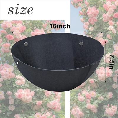 BHBL 3PCS Hanging Flower Basket Liners Fabric Hanging Plant Liners Round Planter Liners Non-Woven Black Felt Liners 16Inch