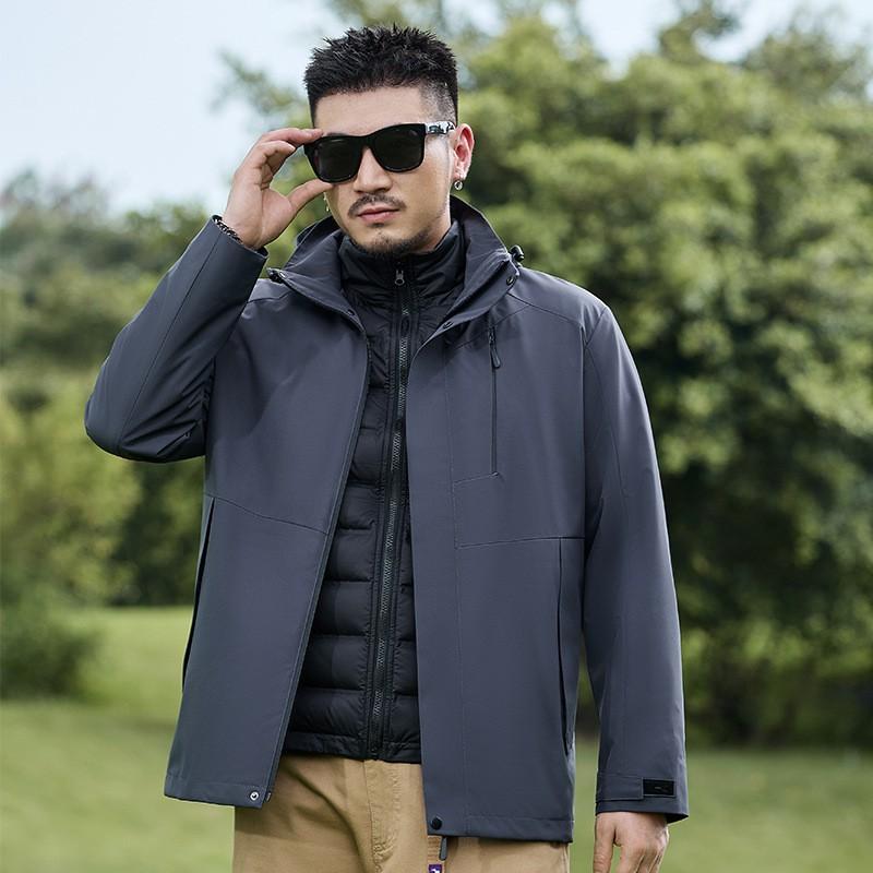 Mens Womens 3-in-1 Waterproof Windproof Winter Jacket With Removable 90% Duck Down Insulated Liner Hiking Skiing Outdoor