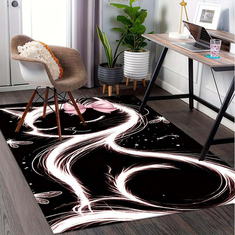 Charming Cat Chair Mat Office Carpet with Bow Design, Home Decor, Suitable for Bedroom, Living Room, and Various Rooms, Perfect Gift Idea