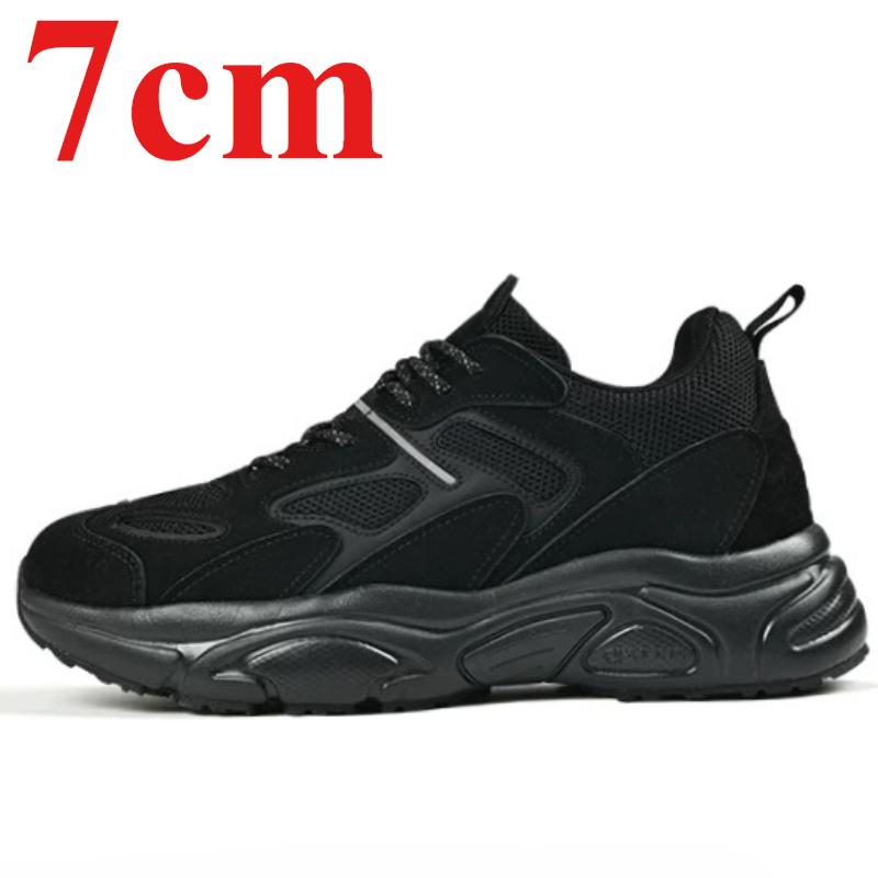 White Heightening Shoes For Men'S Summer Mesh Breathable 7cm Invisible Height Increasing Sports Daddy Shoe Retro Casual Sneakers