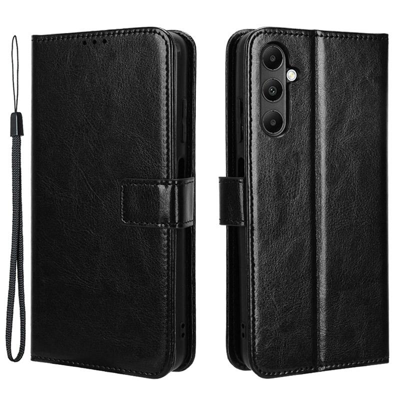 

For Samsung Galaxy A05s 4G/M14 4G Case Crazy Horse Texture Stand Wallet Phone Cover Black