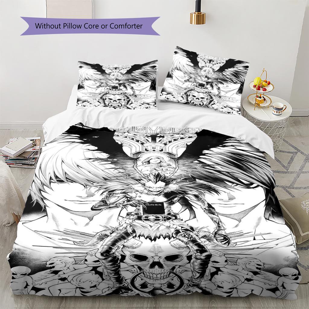 Anime Pattern Bedding Quilt Set Quilt Cover Pillowcase Home Decoration Birthday Gift (1 * Duvet Cover + 2 * Pillowcase, Without Core)