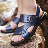 2025 sandals men's leather summer men's youth blue breathable cool slippers Korean version of trendy summer beach shoes