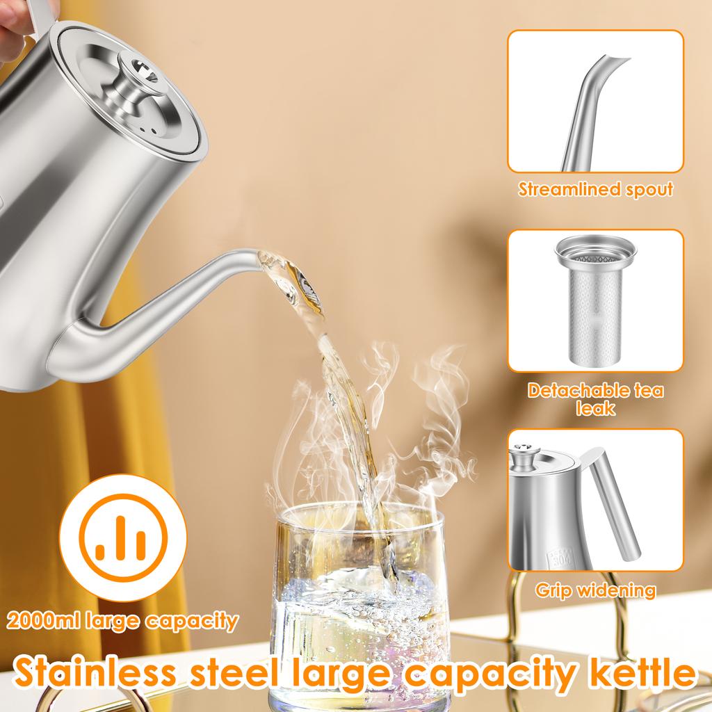 2L Stainless Steel Tea Pot with Removable Infuser Large Capacity Cold Water Kettle Liquid Seasoning Container Kitchen Teaware