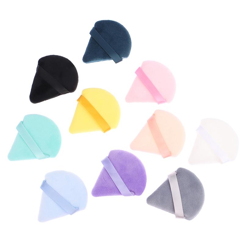 12Pcs Triangle Velvet Powder Puffs Mini Finger Puffs Washable Blend Cosmetic Accessories For Girls Women