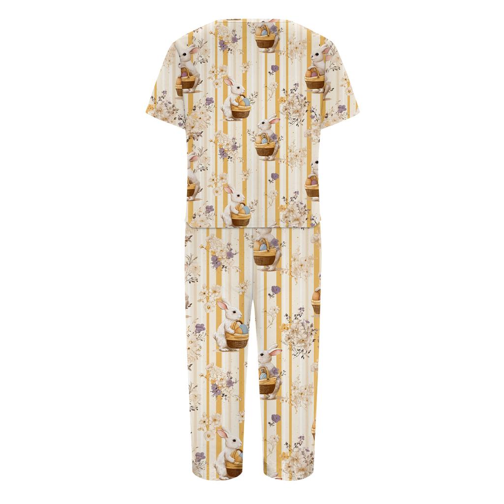 2 Piece Sets For Women Short Sleeve Top And Pants With Pockets Workout Soft  Print Sets