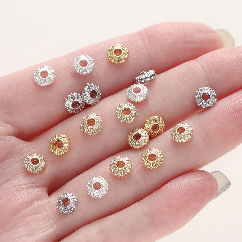 10Pcs/Pack 2*6mm 14/18K Gold Plated Alloy Flat Spacer Beads For Handmade DIY Jewelry Making Bracelet Necklace Accessories