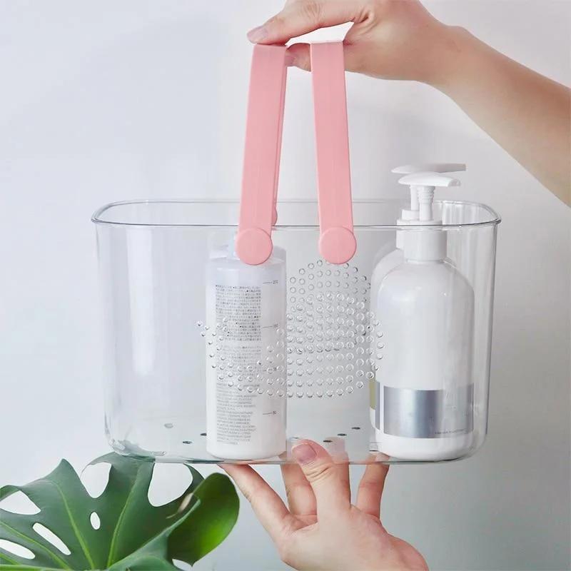 Light and Luxurious Transparent Portable Shower Basket Bathroom Toiletries Storage Basket Drainage Basket Empty Storage Basket