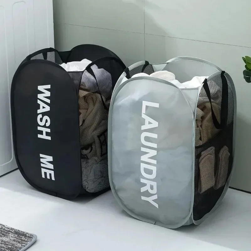 1Pcs Foldable Laundry Hamper With Handles - Collapsible Mesh Fabric Laundry Basket Multi-Functional Durable Space-Saver For Bathroom Bedroom & More