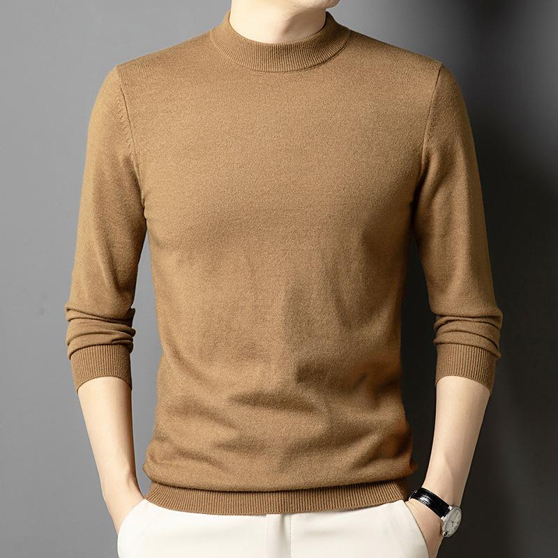 Spring and Autumn Men's Semi-turtleneck Sweater High-end Casual Versatile Business Men's Bottom Shirt