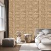 Polynesian Geometric Pattern Wallpaper Gold and Brown 50x1000