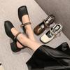Summer New Retro Mary Jane Shoes Bag Head Sandals Round Head Thick Heel Single Shoes Women
