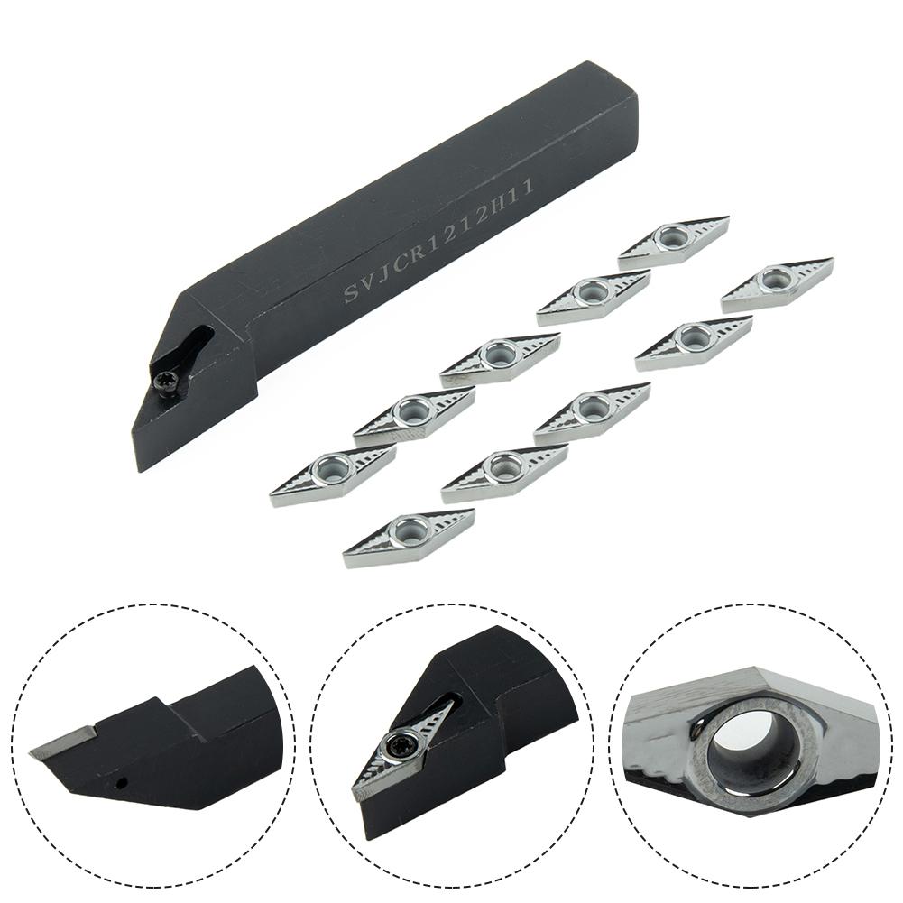 Black SVJCR1212H11 Holder Lathe Turn Tool Holder VCGT110304-AK H01