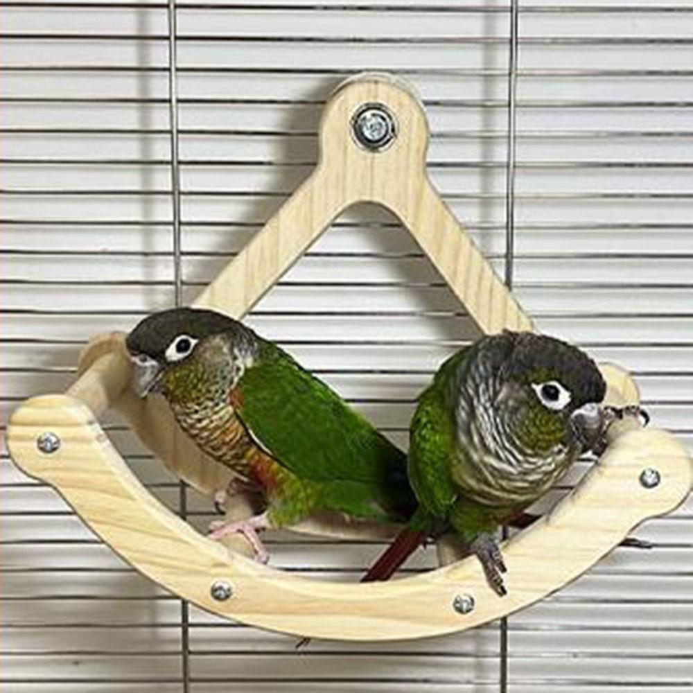 Wooden Parrot Swing Durable Rocking Perch Stand Enrichment Toy Bird Cage Accessories  Pet Parrot