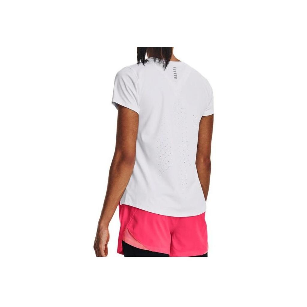 Under Armour Iso-Chill Series Solid Color Running Sports Tight Short Sleeve T-Shirt Women Tops White 1376819-100