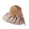 UV Protection Woven Empty Top Cap Bow Vinyl Sun Hats Elegant Wide Brim Bucket Hat  Seaside