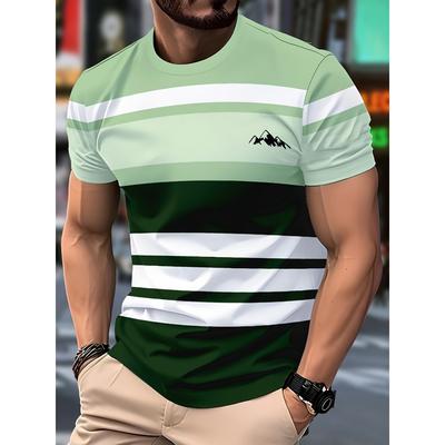 Men's 3D Printed Short Sleeved T-shirt, Breathable Round Neck Top, Fashionable Multifunctional Simple Sports Top, Youth Short Sleeved Shirt