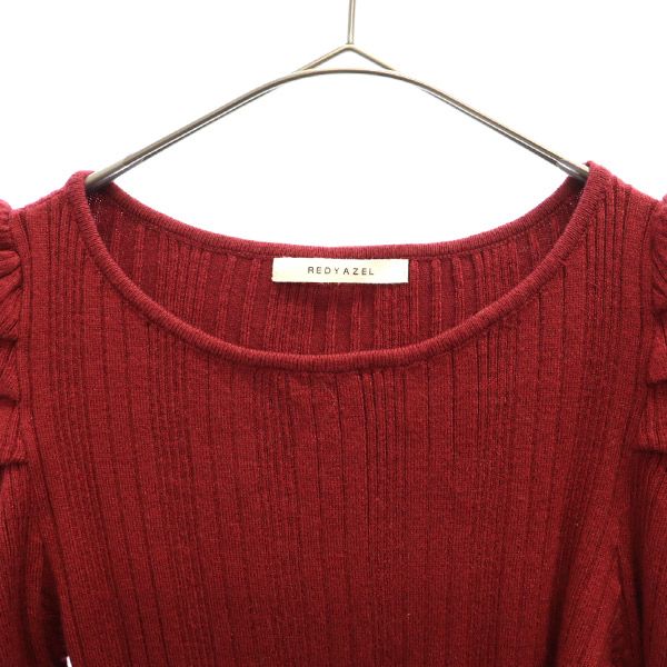 REDYAZEL Long sleeve design knit sweater F Red Women Used