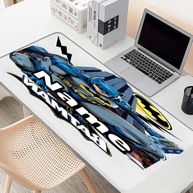 Custom Name Personalized Batman Pattern Mousepad, Laptop PC Desk Mat, Decorative Desk Mat for Home Keyboard Pad Gift