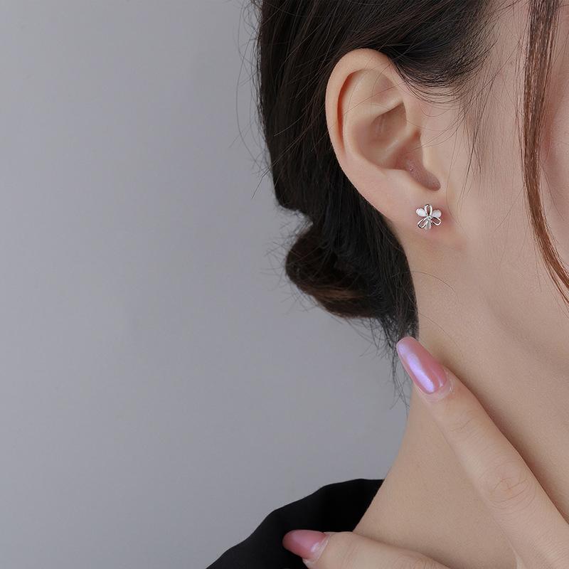 Cat'S Eye Stone Petal Earrings, Fashion Stud Earrings For Women Elegant Daily Wear Jewelry Gift