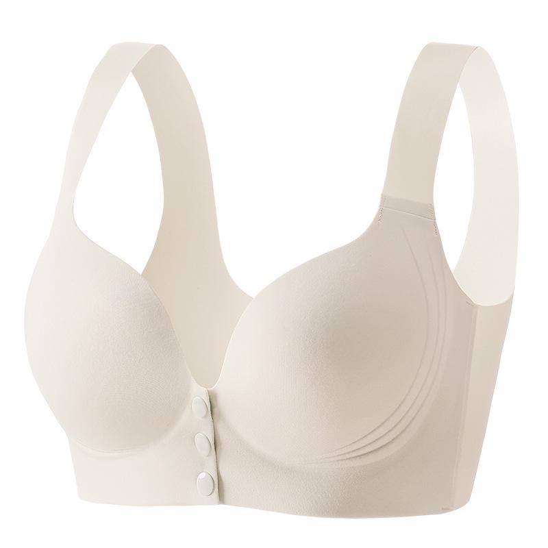 Seamless Underwear Women's Front-buttoned Bra No Underwire Gathering Bra Thin Vest Bra Push Up Bra