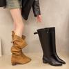 Fashion 2025 New Fashionable Versatile Western Boot Thick Heel Pointed Toe High Tube Comfortable Boot for Adult Women Korean Style