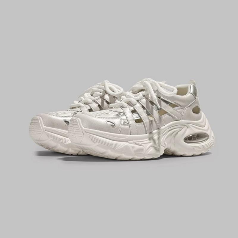 

6Cm thick-soled casual shoes women s 2025 summer new muffin sole heightening sports lightweight hollowed-out sandals dad shoes 35 белый