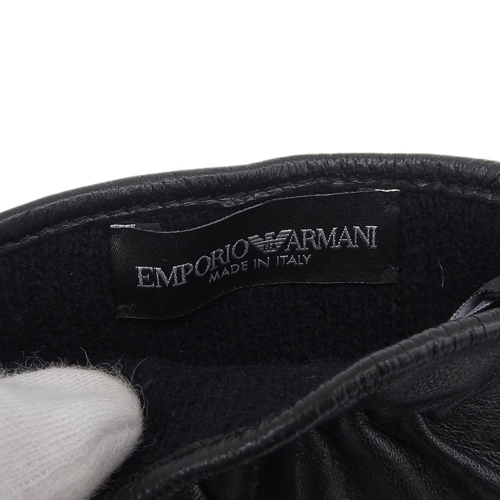 Pristine EMPORIO ARMANI gloves 624136 leather gloves black Lamb leather mens S Used