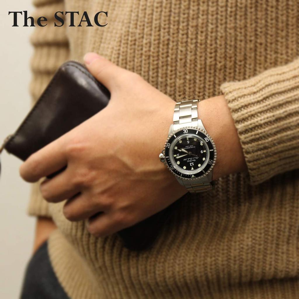 The STAC Classic Scuba 200, a Japanese-made classic diver's watch with a black sweep second hand, 38mm, for men and women.