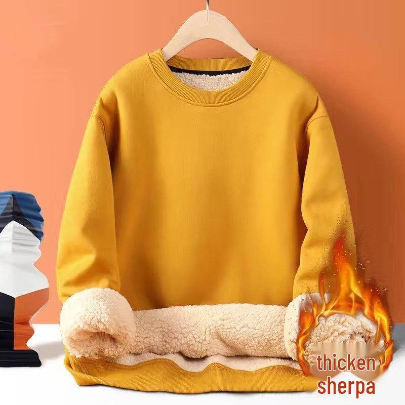 

Чоловічий світшот з важкого овечого флісу - З довгим рукавом, круглим вирізом, потовщений для осені/зими L