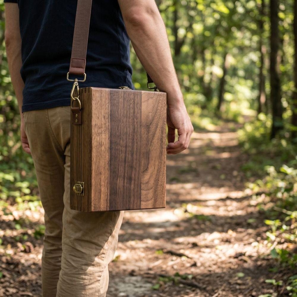 Caja de Madera Mensajero de Escritores Nostálgicos Bolso Portátil para Herramientas de Artista Almacenamiento de Materiales de Arte