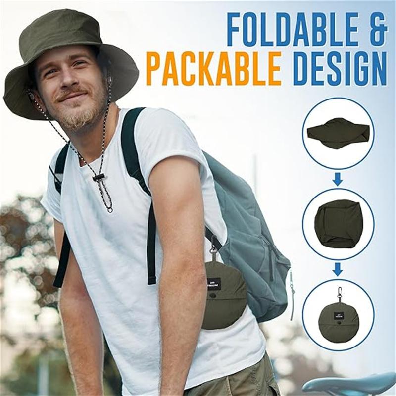 Foldable Waterproof Bucket Hat Packable Uv Protection Summer Hats Adjustable Beach Hat With Chin Strap