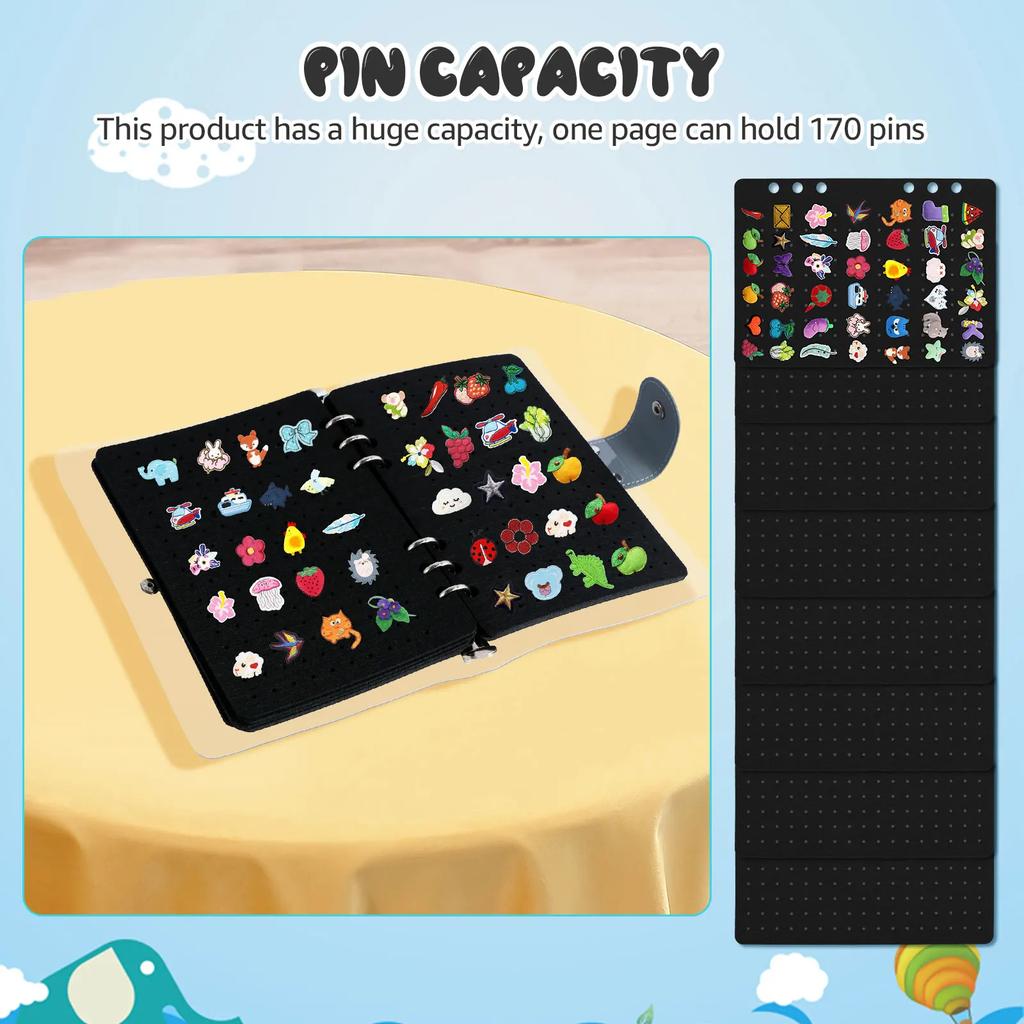 Enamel Pin Collector Album Display Book with Clear PVC Cover 8 Pages Pin Book Portable Pin Organizer Badge Holder Pin Collection