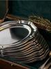 Nordic Light Luxury Oval 304 Stainless Steel Tray for Tea, Fruit, Cake, Cheese, & Dessert