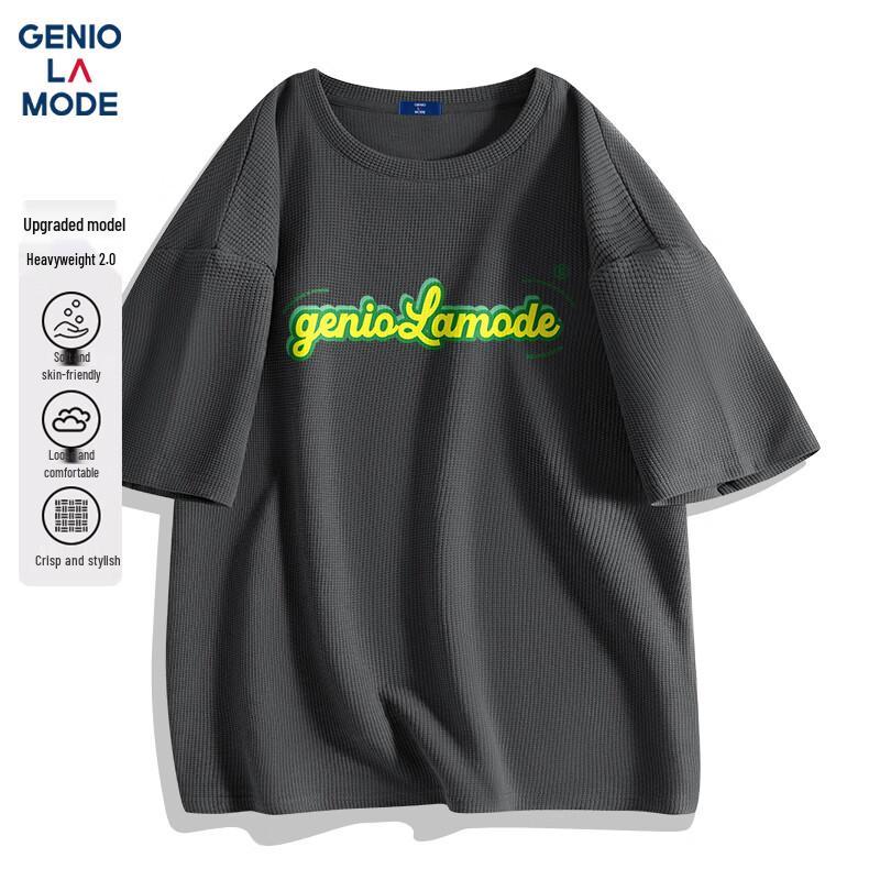 GENIOLAMODE Men s Summer Waffle Knit Casual Short Sleeve T-Shirt 2XL