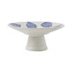 Japanese Ceramic Pedestal Bowl Hand-Painted Blue White Snack Plate Elegant Dessert Stand forTea Minimalist Cake Plate