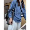 Early Spring New High-end Minimalist Style Casual and Versatile Half-open Lapel Blue Long-sleeved Shirt for Women