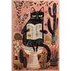 Funny Black Cat Animals On The Toilet Reading Poster Bath Prints Canvas Painting Wall Art Pictures for Toilet WC Home Decor