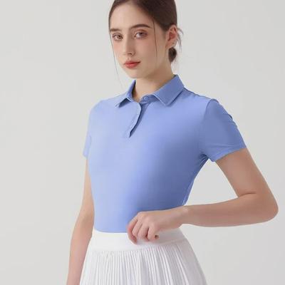 Neues Damen Kurzarm Yoga- & Sport-Poloshirt - Atmungsaktive Fitnessbekleidung für Tennis, Laufen, Badminton und Golf
