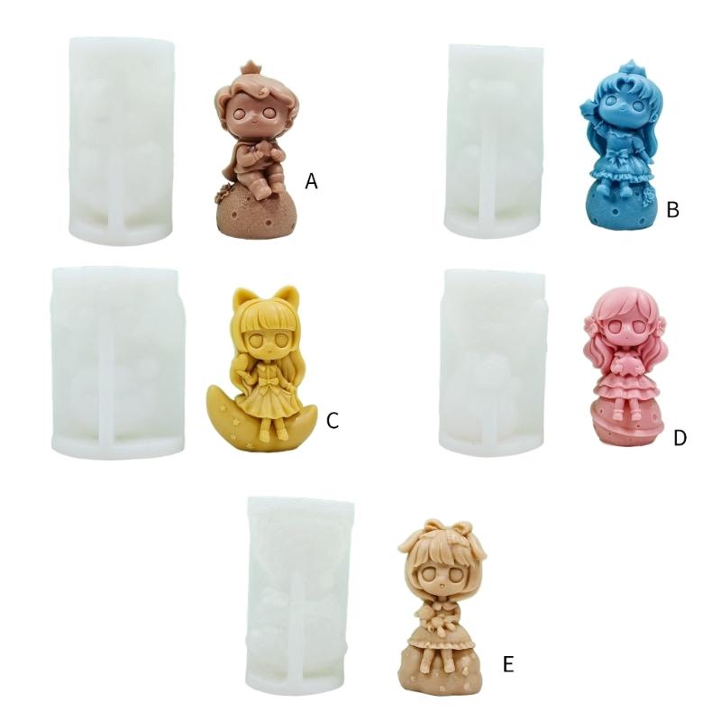 Princess Doll Candle Mold Silicone Gypsum Molds Desktop Decorations Handmade Scented Candle Making Wax Resin Soap Mould