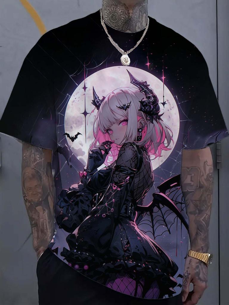 Cartoon Tattoo Meisje Patroon 3d Geprint Heren T-Shirt Oversized Sweatshirt Voor Mannen Bad Girl Harajuku Top Korte Mouw T-Shirt