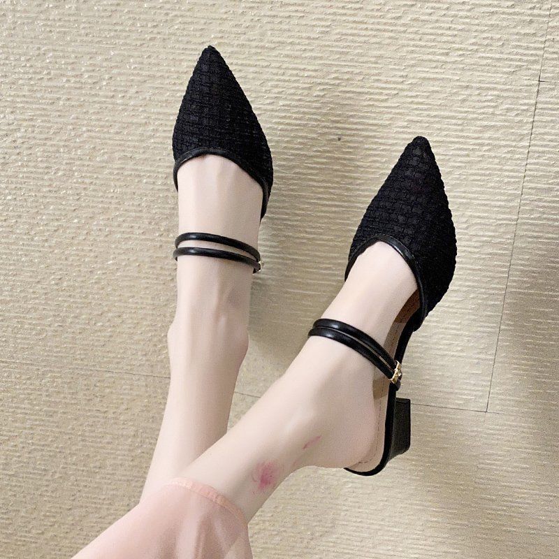 Yellow Mules Sandals for Women Block Heel Pointed Toe Woman Shoes on Sale High Quality Summer Anti Slip Hot Casual Designer Pvc