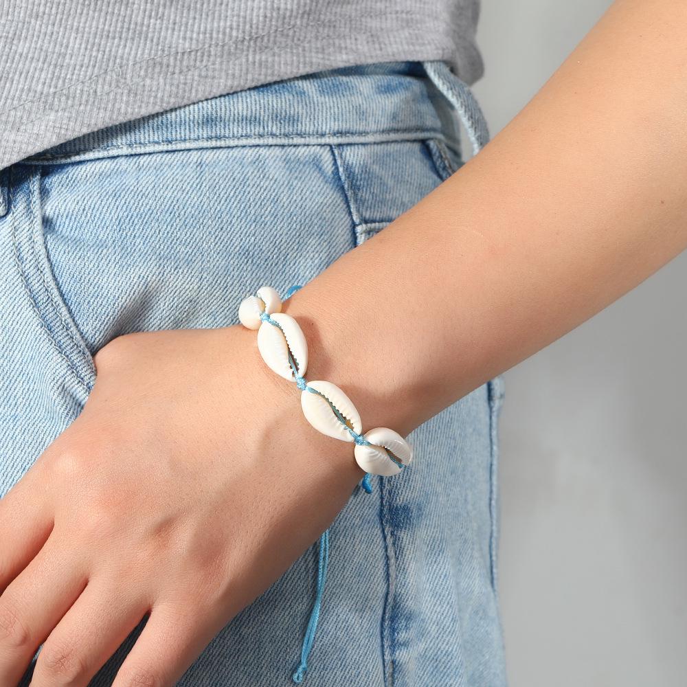 Bohemian Beach Seashell Anklet – Simple Handmade Woven Bracelet