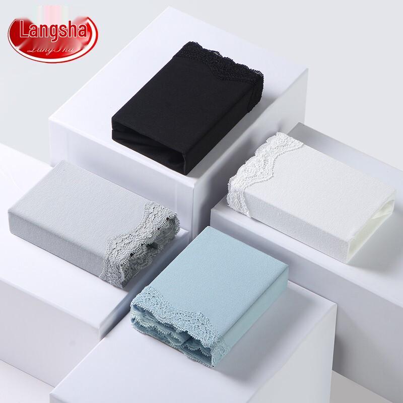 Langsha Women's Lace Cotton Seamless Mid-Waist Briefs - 4 Pack