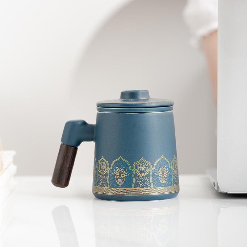 

Кружка с крышкой Офисная чашка для воды Чайная сепарация Чайная чашка Керамическая чашка Бытовая компания деловой подарок